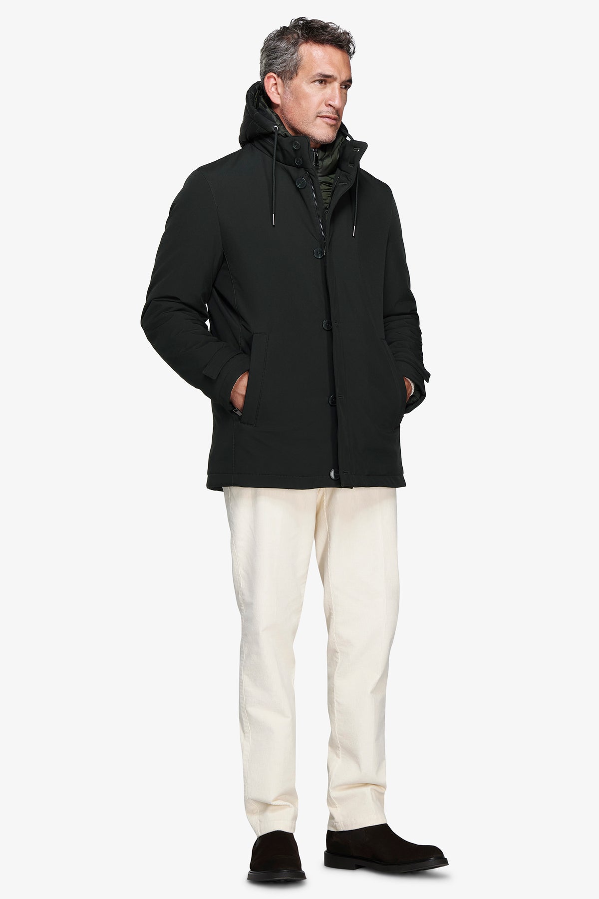 Parka con pettorina verde