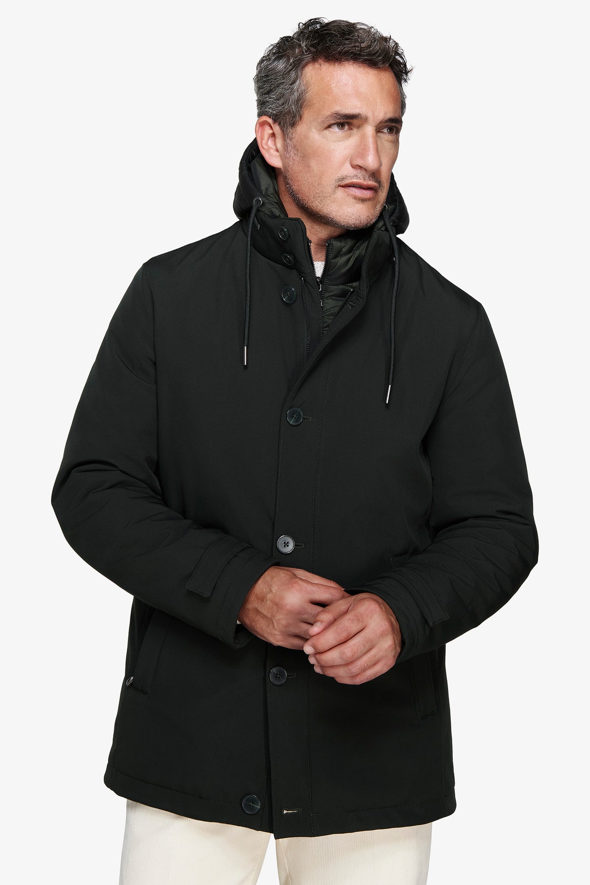 Parka con pettorina verde