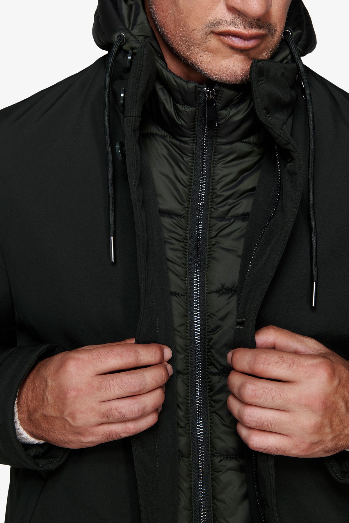 Parka con pettorina verde