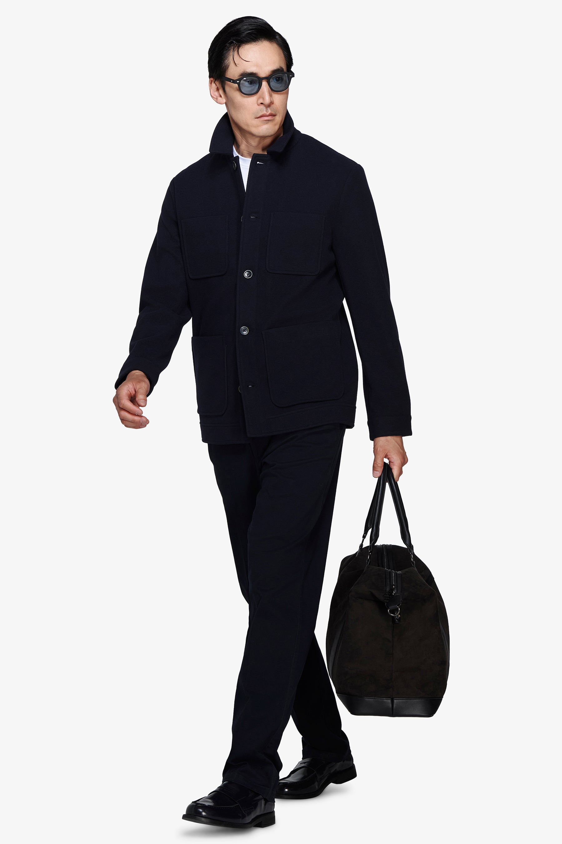 Overshirt effetto flanella blu