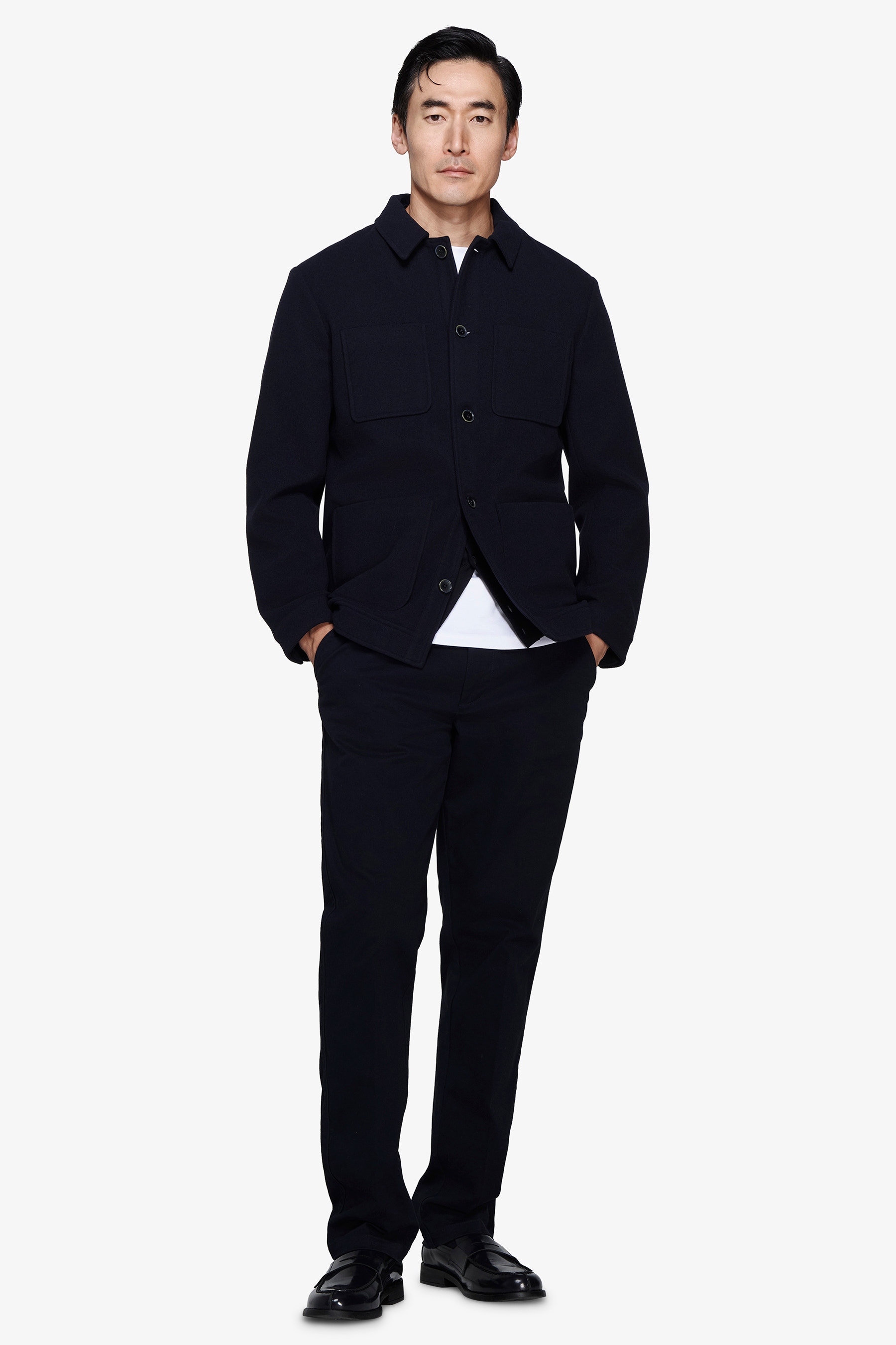 Overshirt misto lana 4 tasche blu