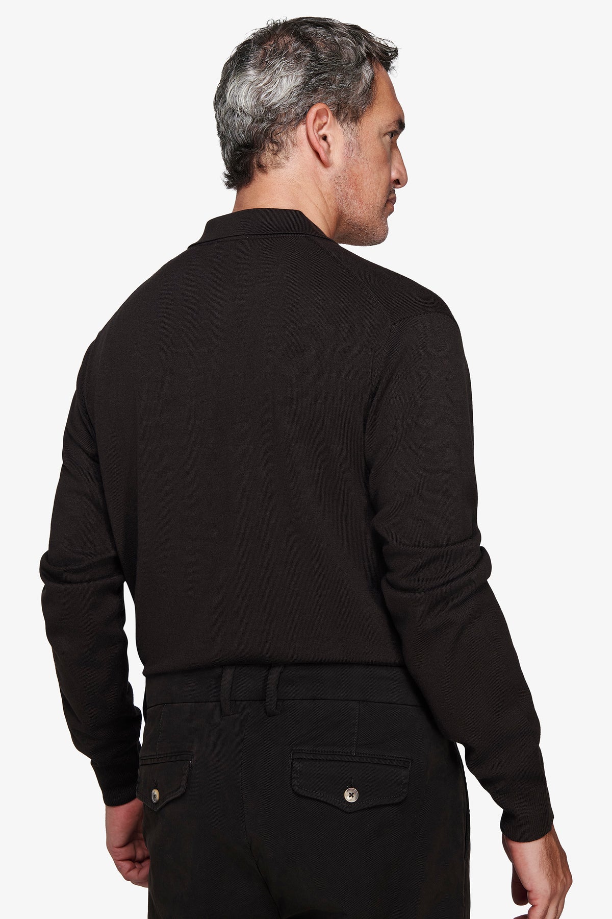 Polo in maglia con bottoni marrone