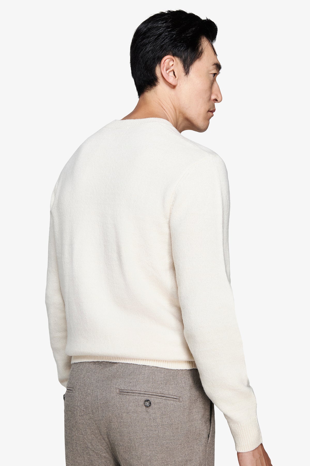 Maglia girocollo rombi panna