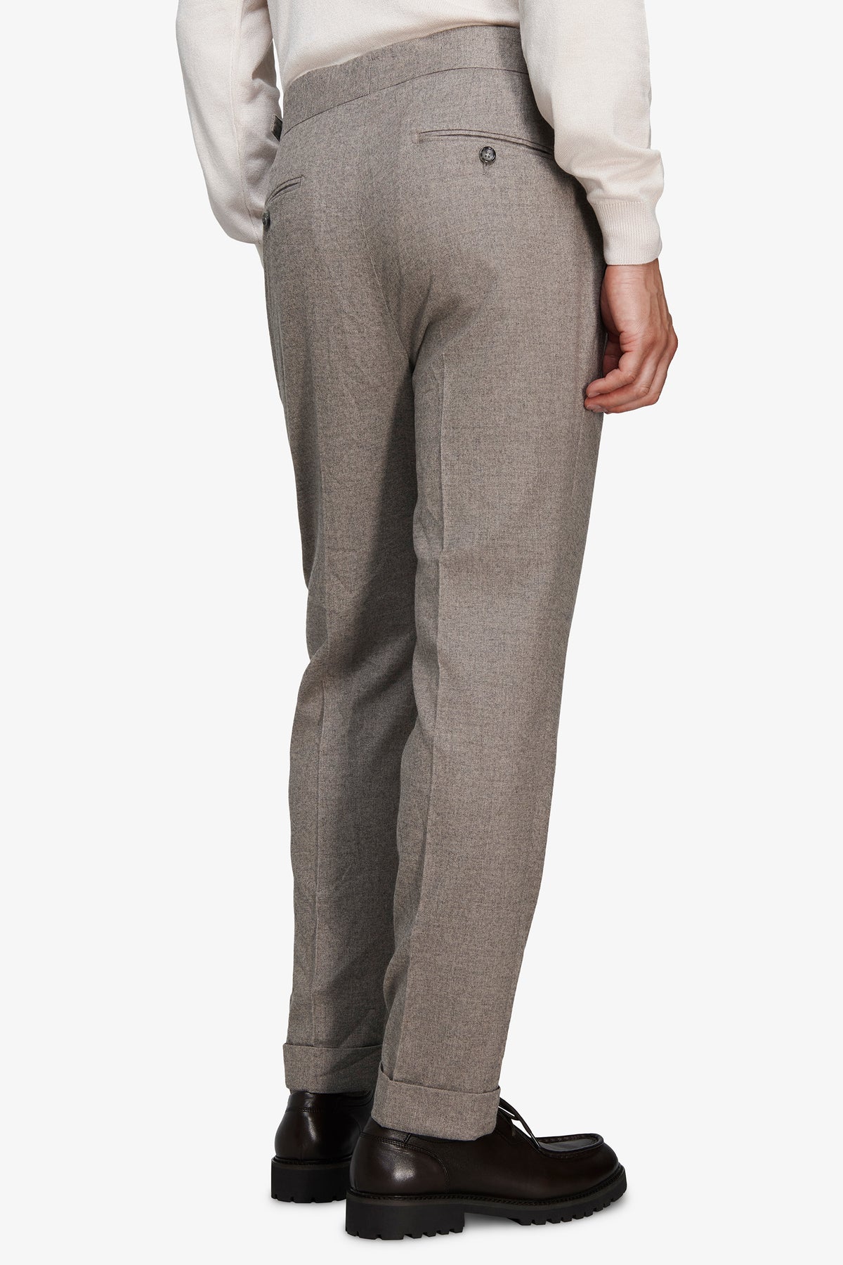 Pantaloni mano cardata tortora