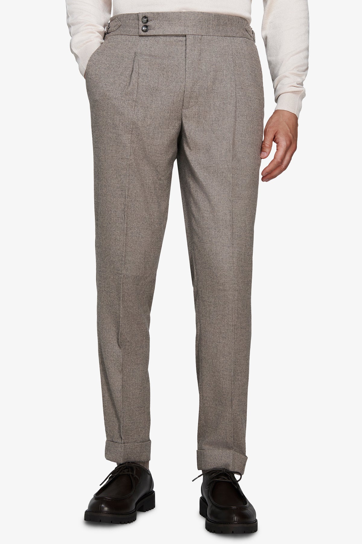 Pantaloni mano cardata tortora