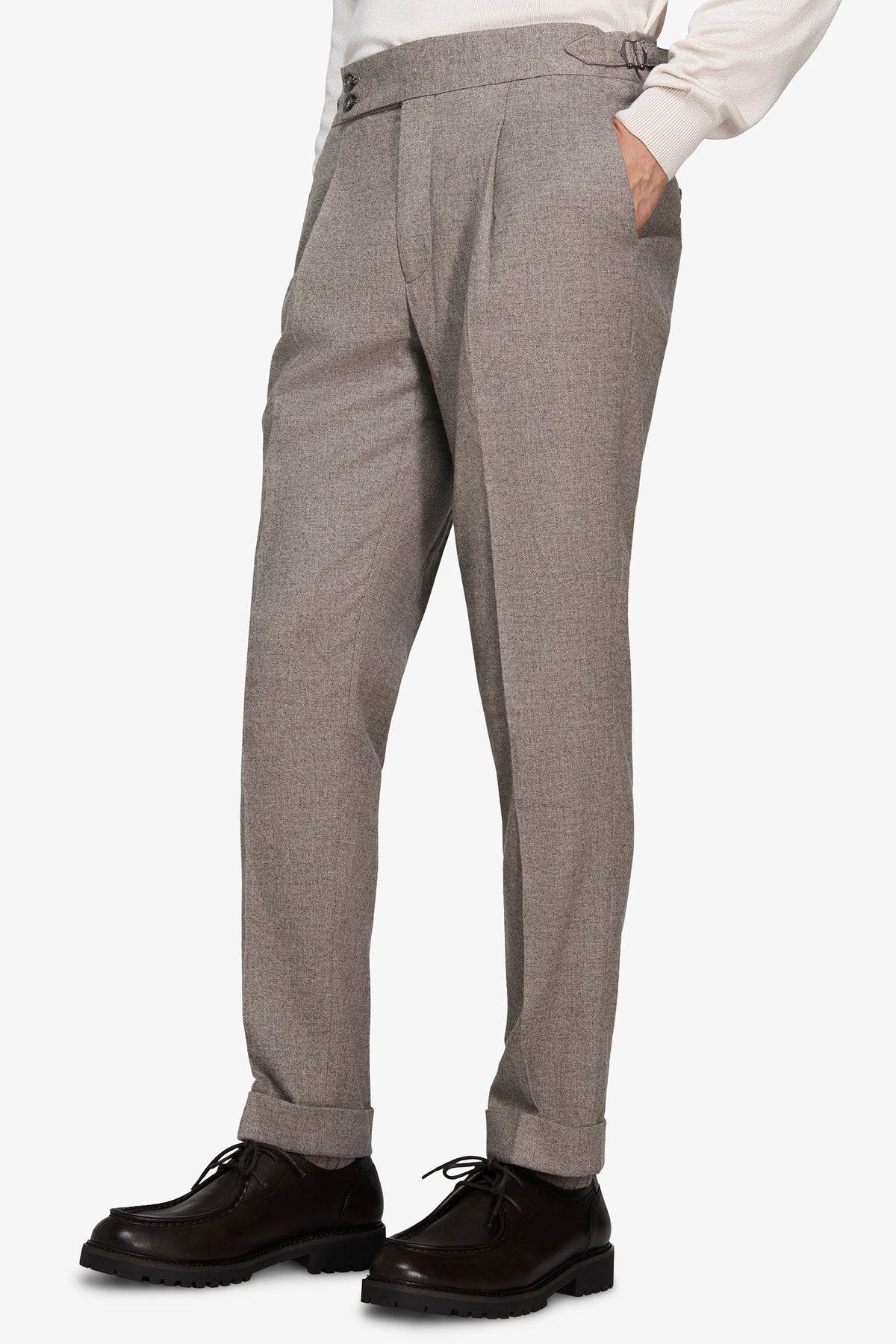 Pantaloni mano cardata tortora