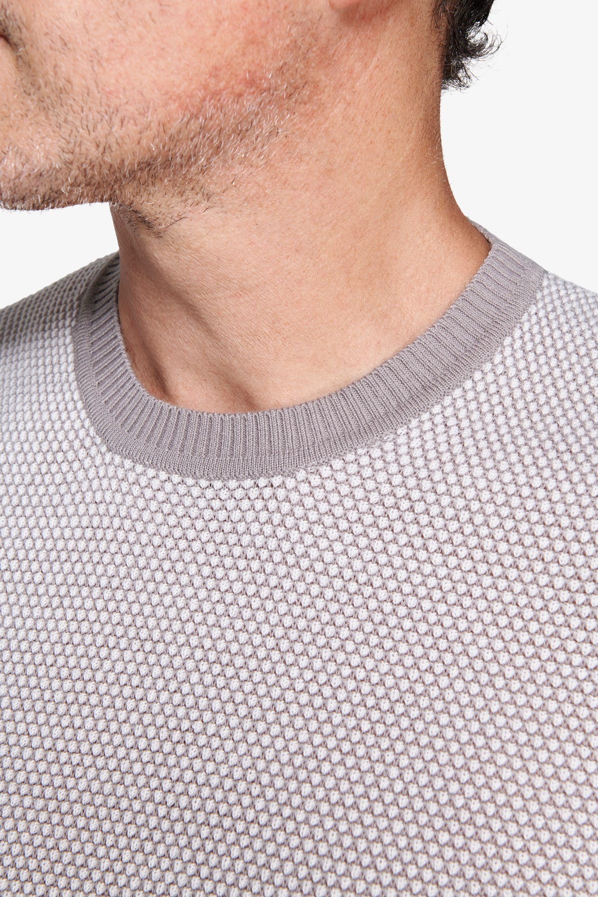 Maglia girocollo chicco riso bicolore tortora