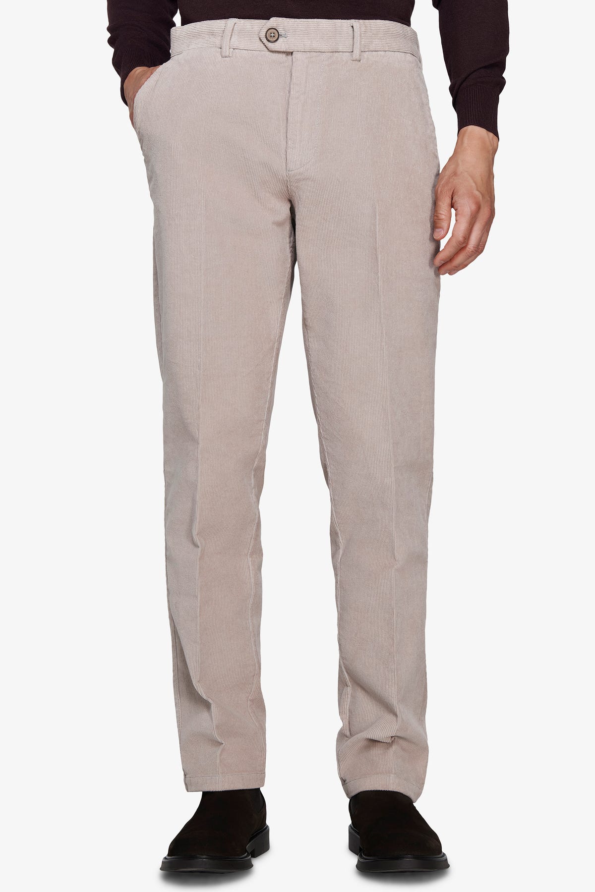 Pantaloni velluto millerighe regular tortora