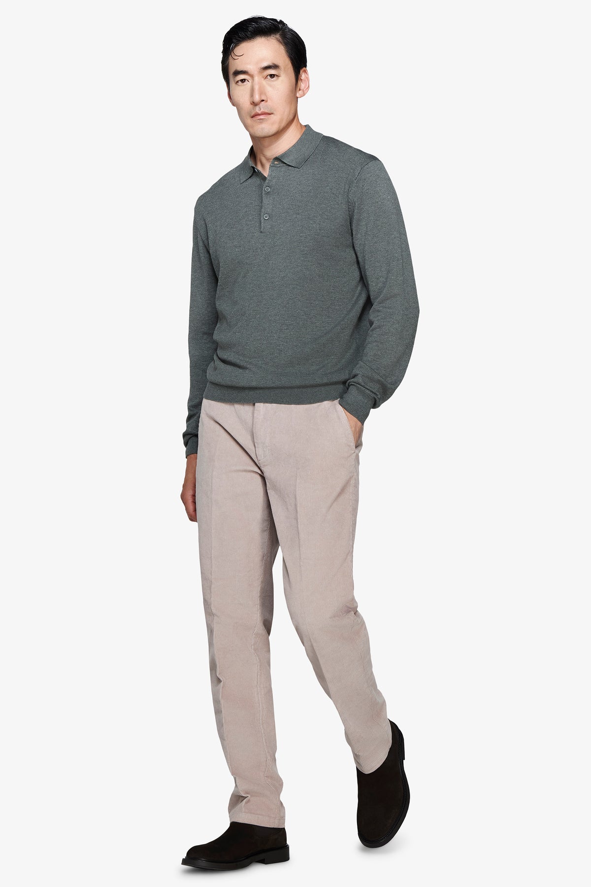 Polo in maglia con bottoni verde