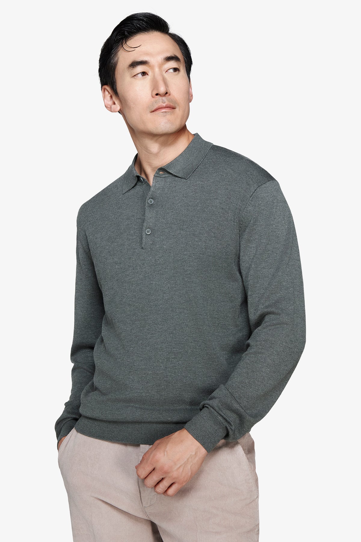 Polo in maglia con bottoni verde