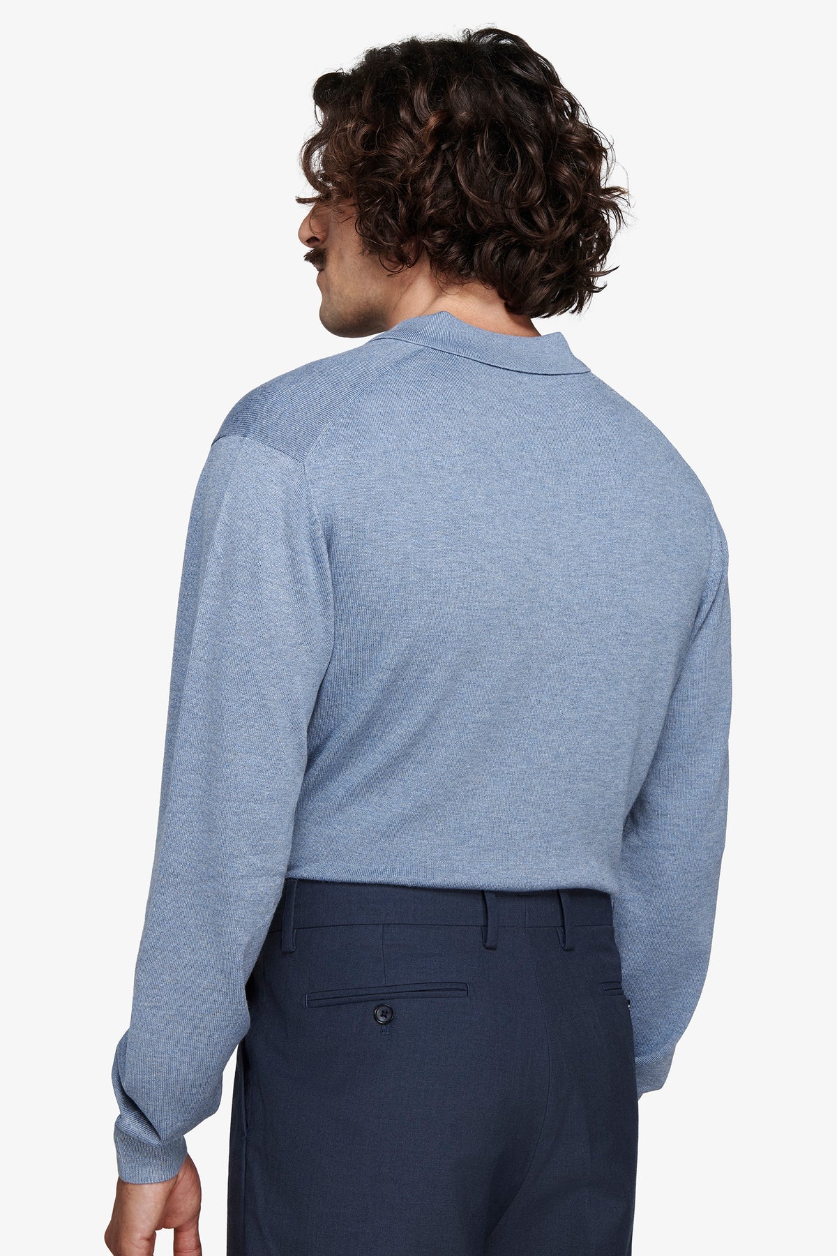 Polo in maglia con bottoni celeste