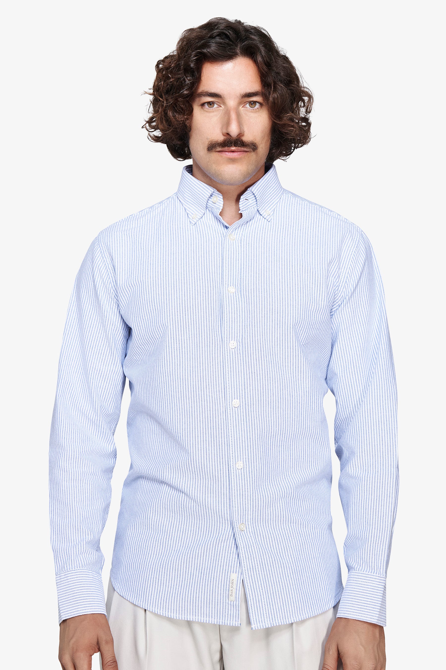 Camicia oxford a righe leisure celeste