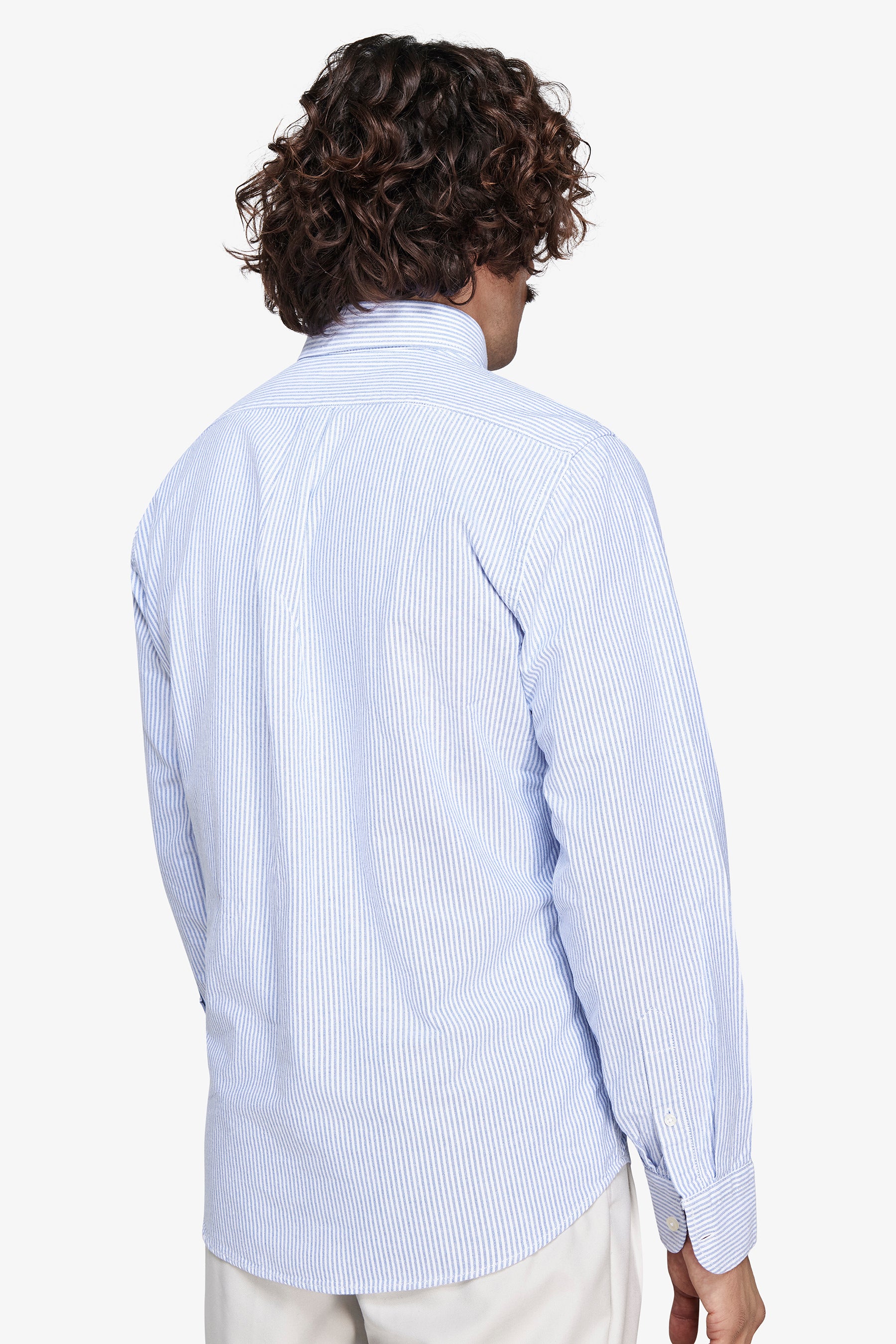 Camicia oxford a righe leisure celeste