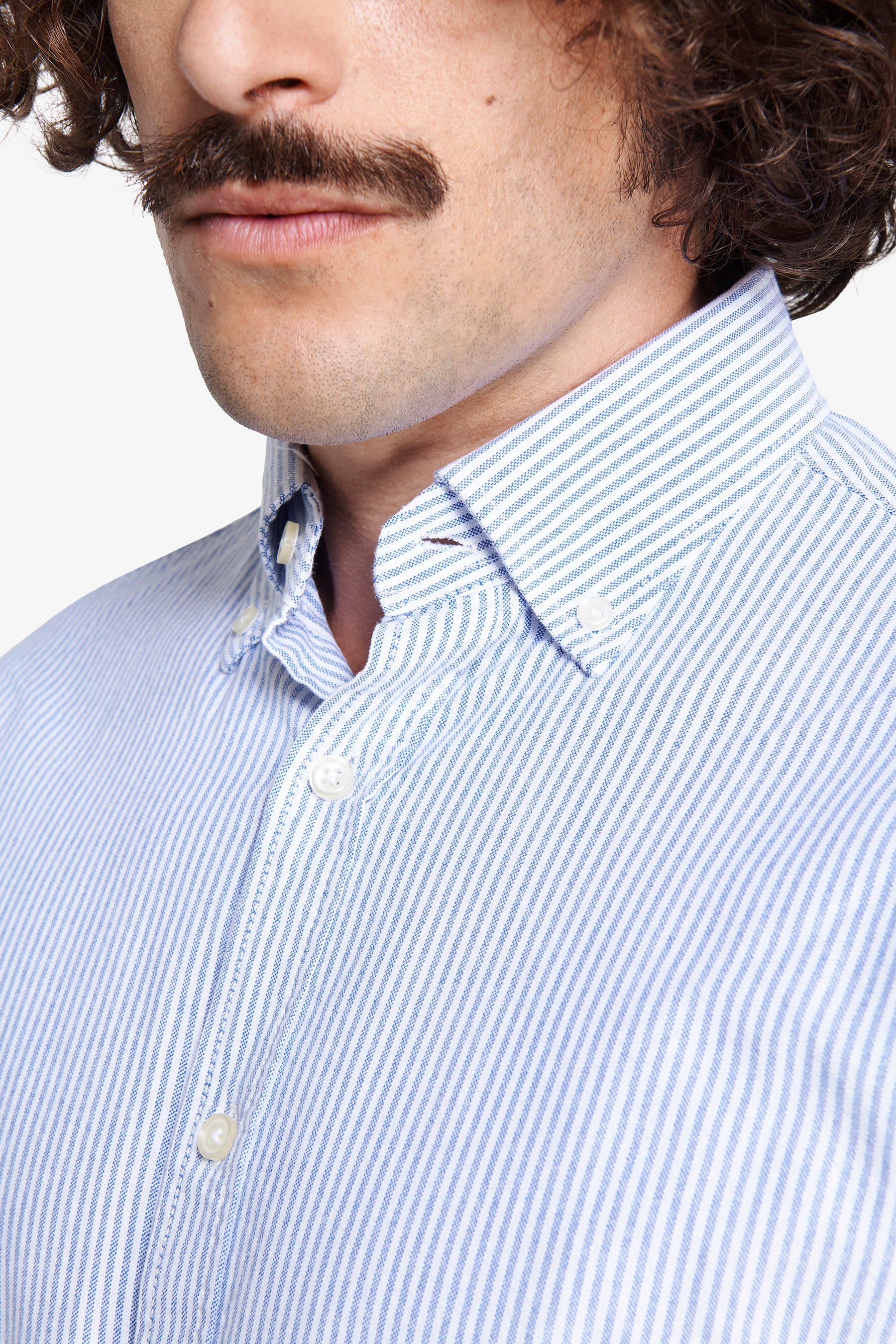 Camicia oxford a righe leisure celeste