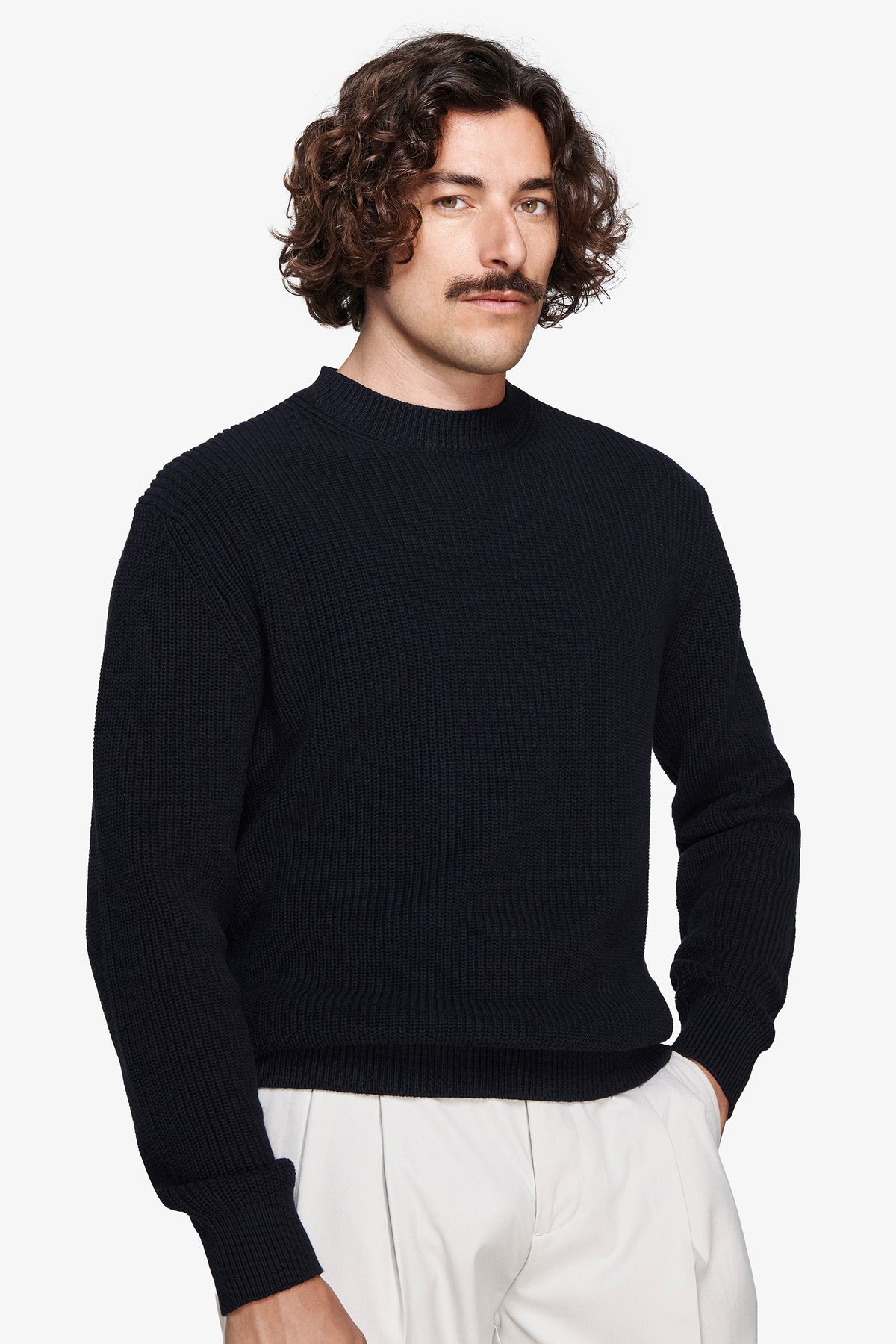 Maglia girocollo costa inglese blu