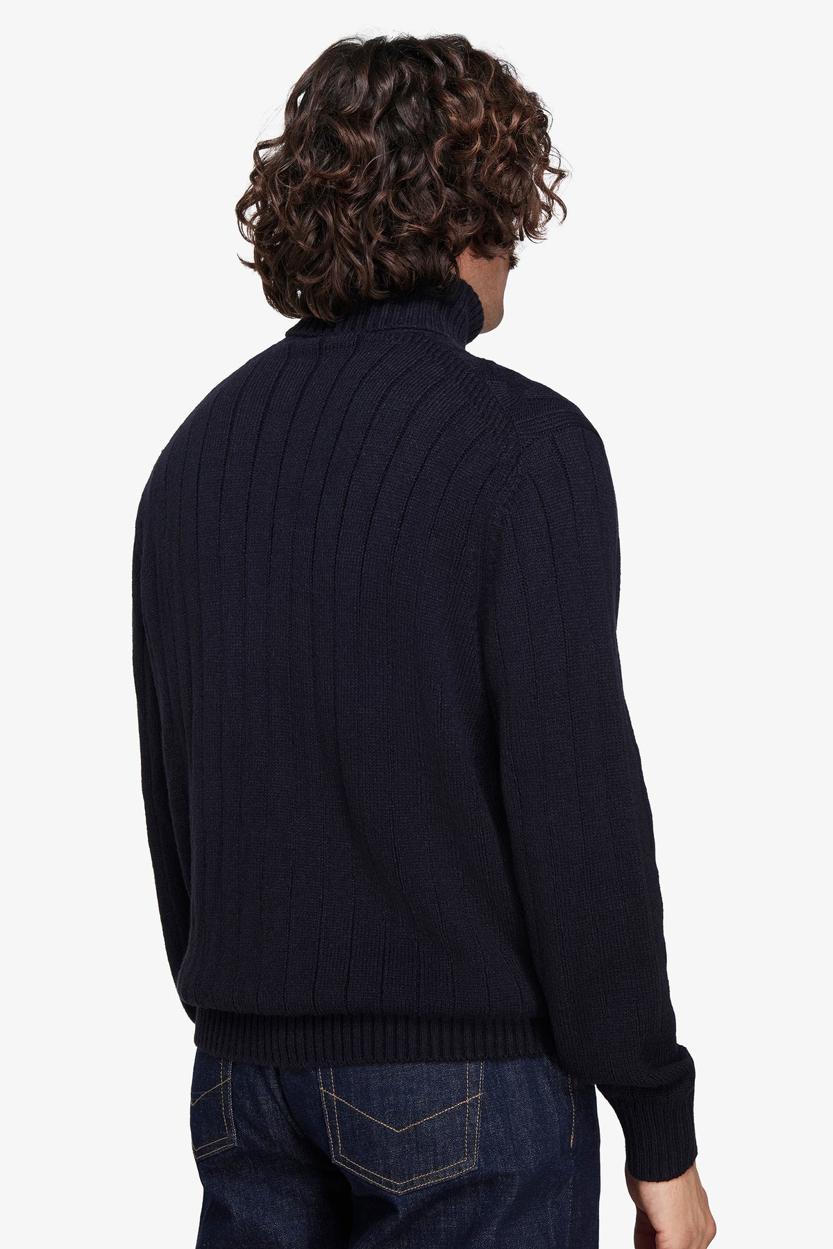 Maglia dolcevita treccia blu