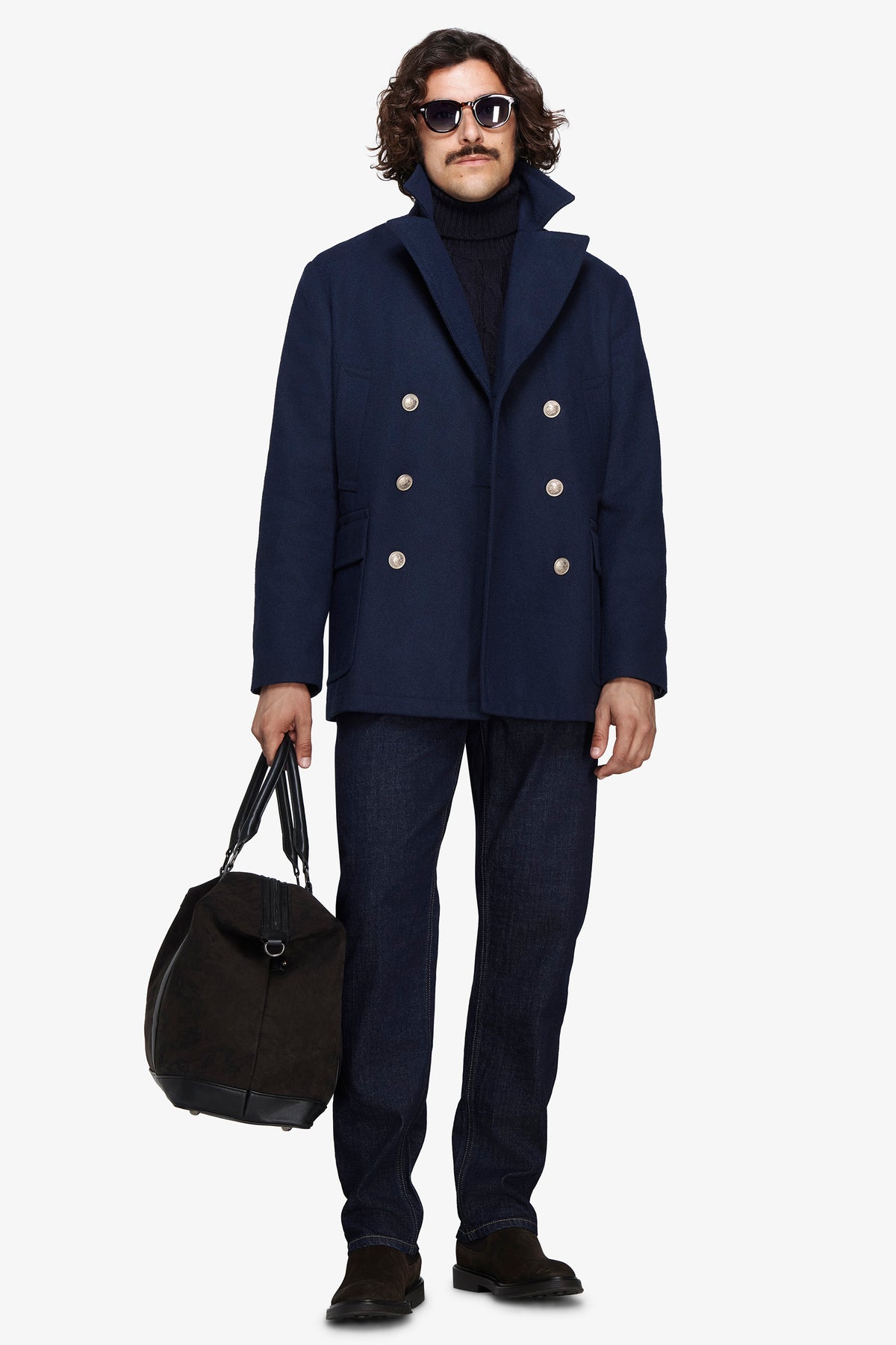 Cappotto doppiopetto blu