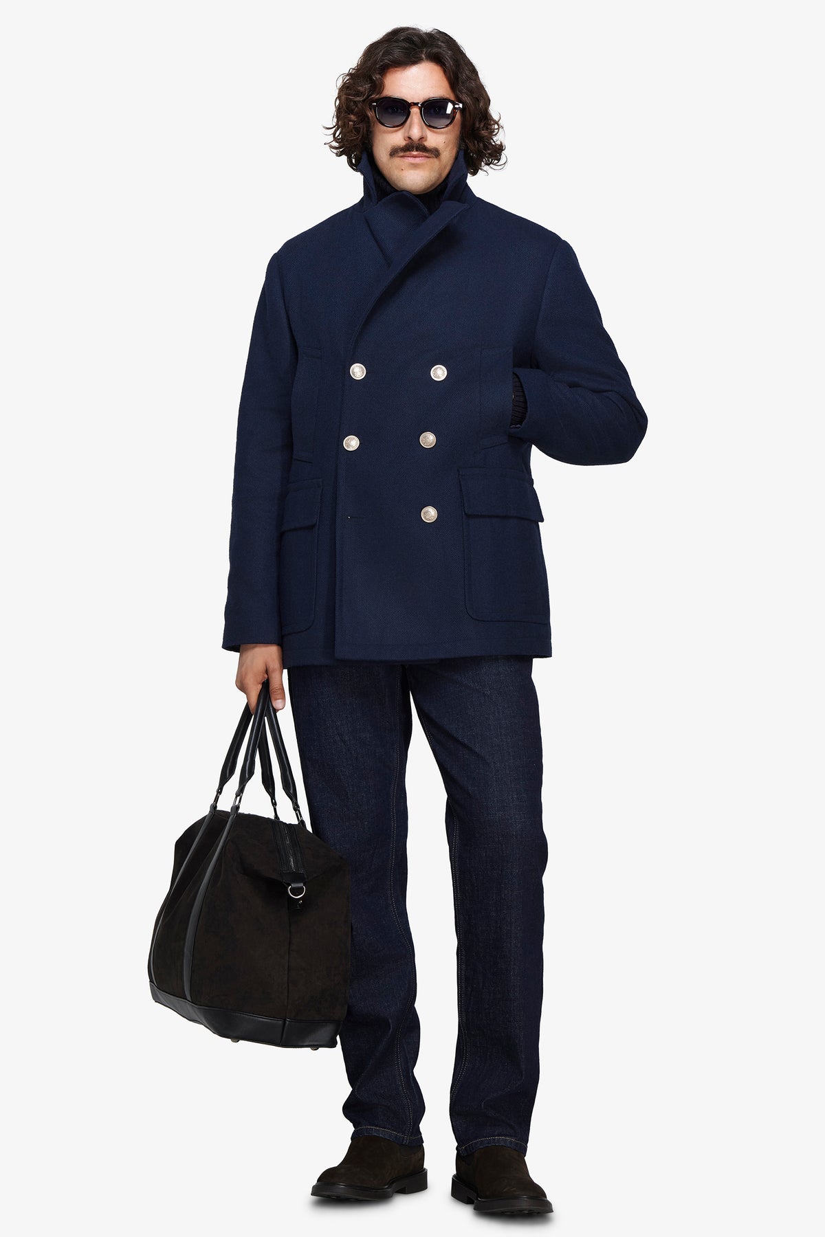 Cappotto doppiopetto blu