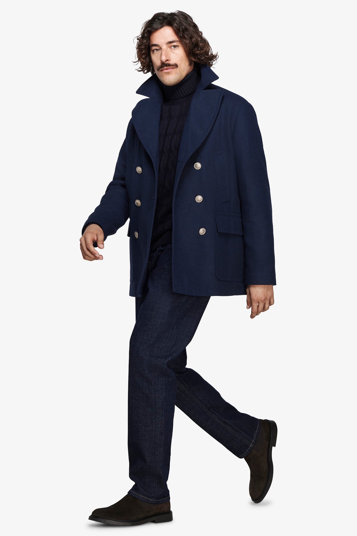Cappotto doppiopetto blu