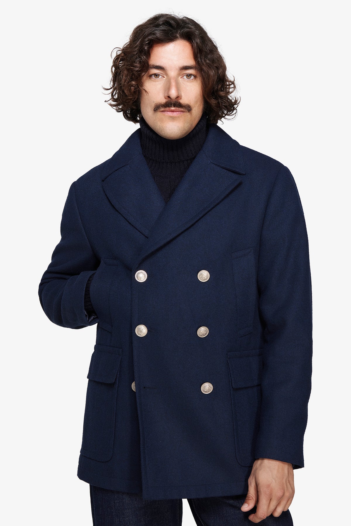 Cappotto doppiopetto blu
