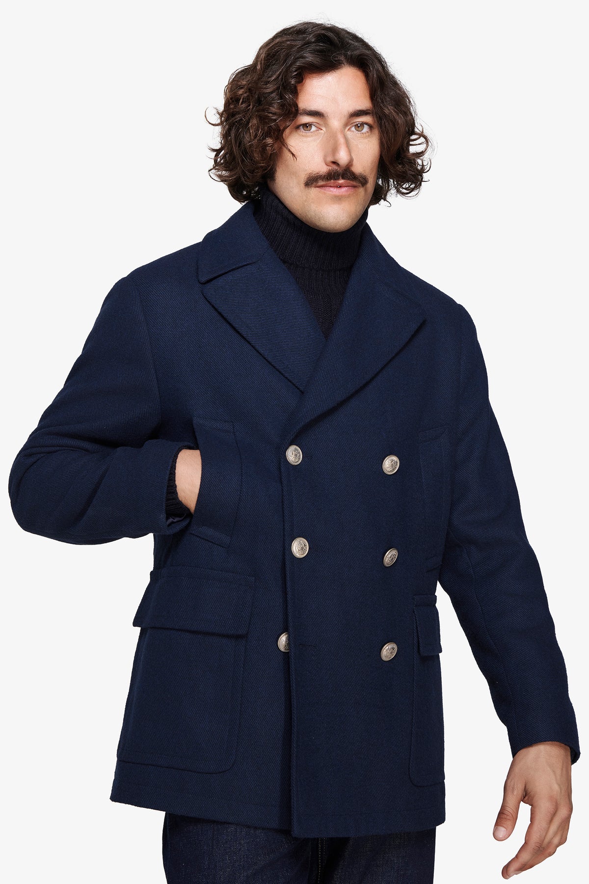 Cappotto doppiopetto blu