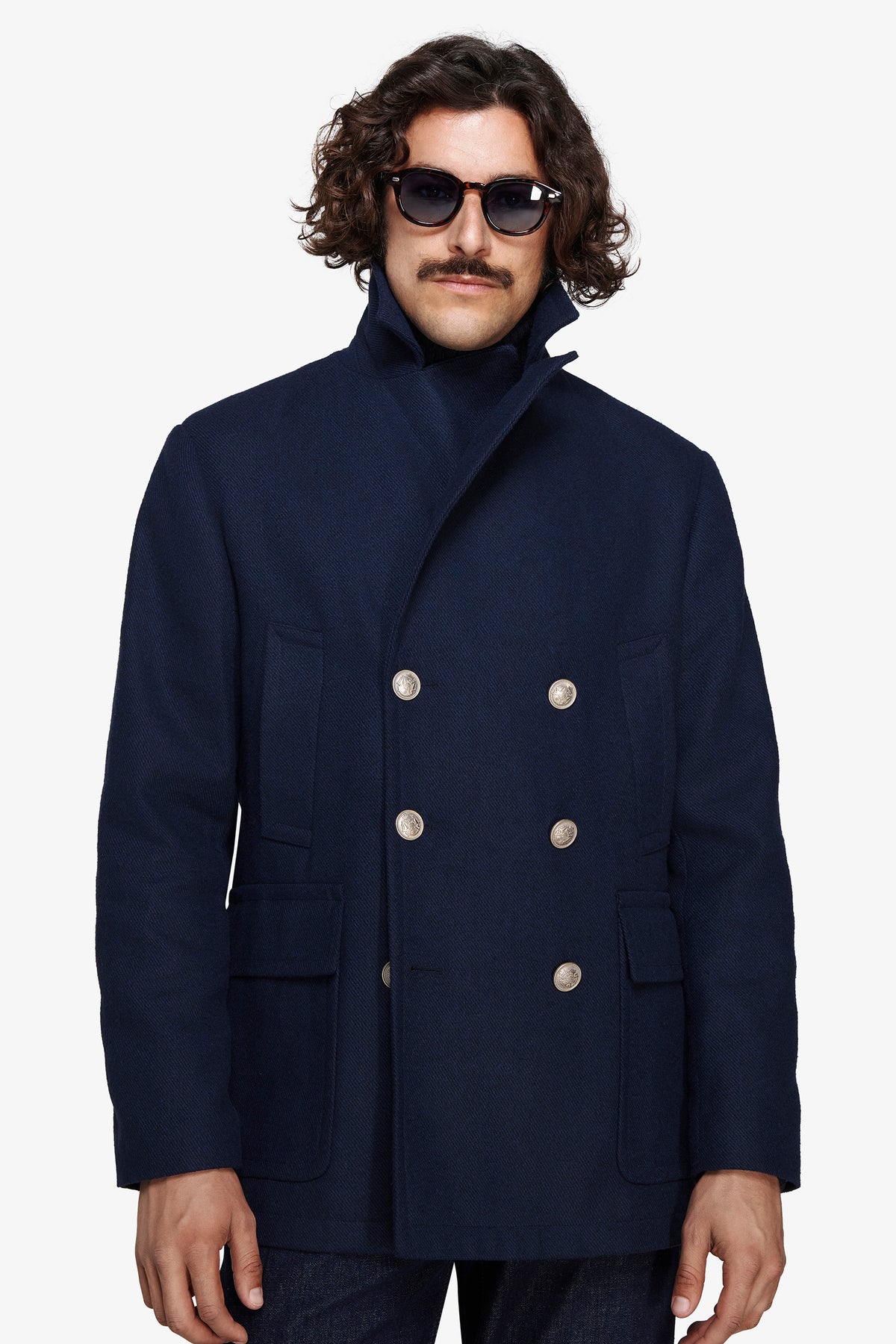 Cappotto doppiopetto blu