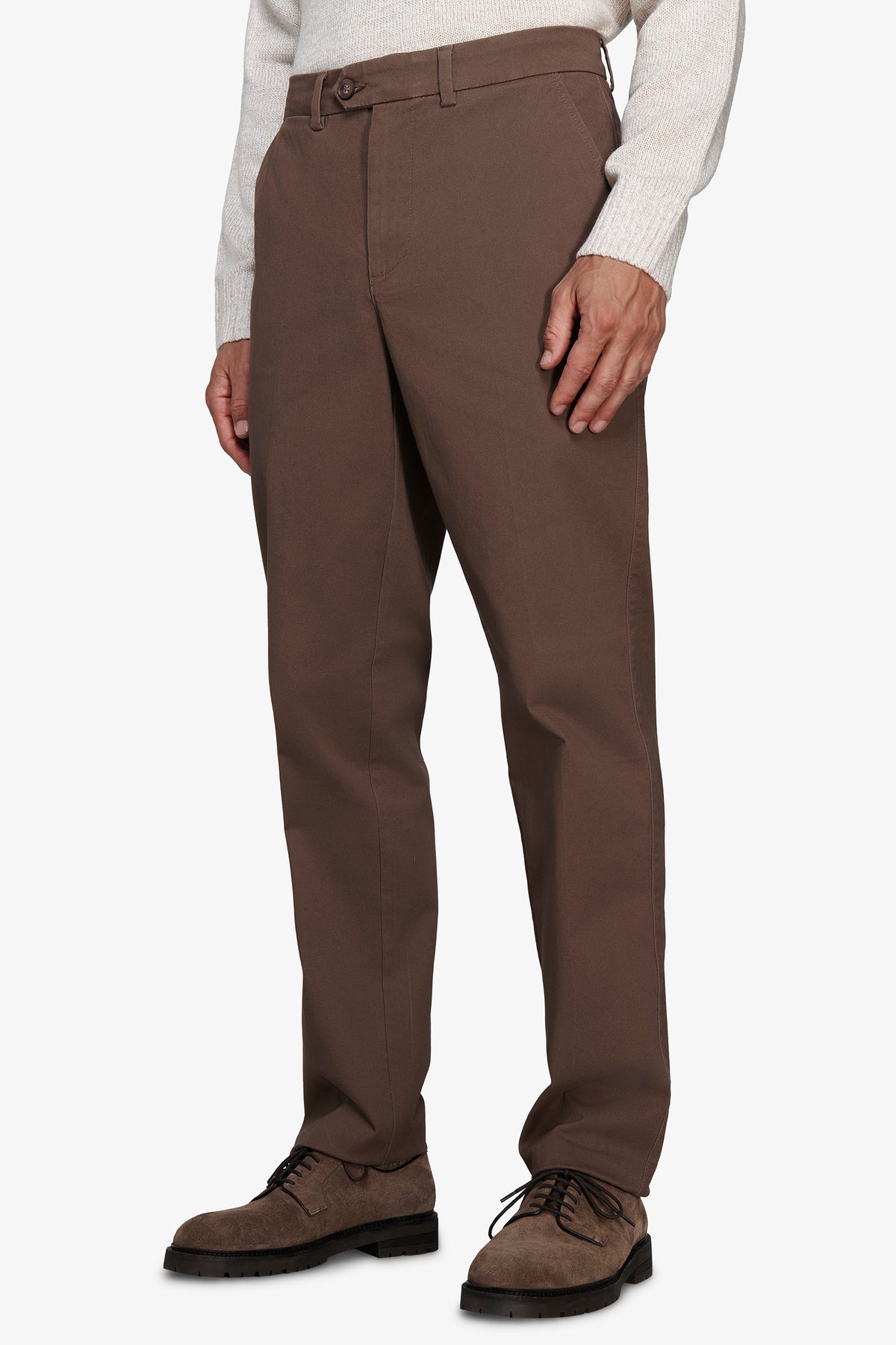 Pantaloni chino gabardina regular tortora