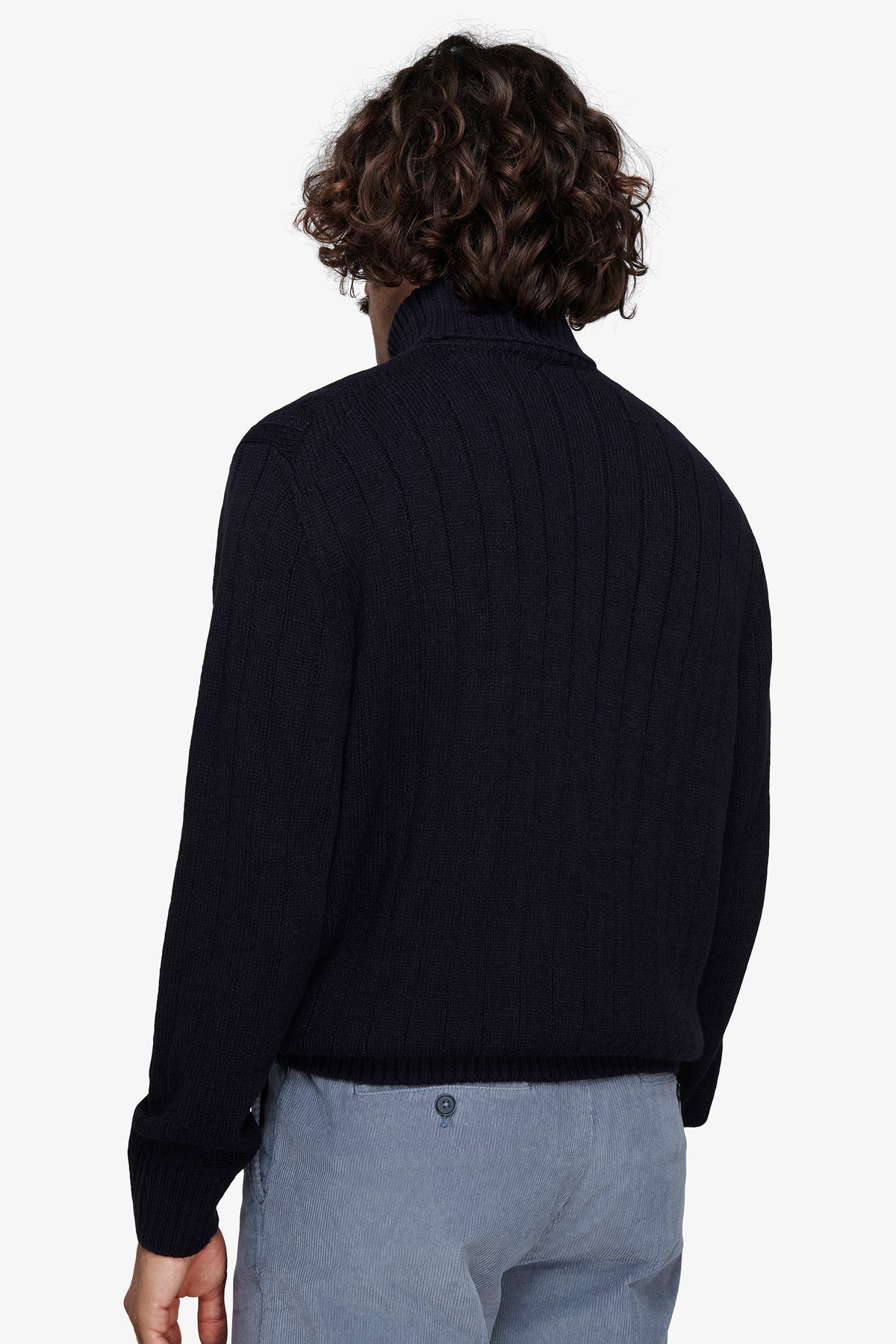 Maglia dolcevita treccia blu