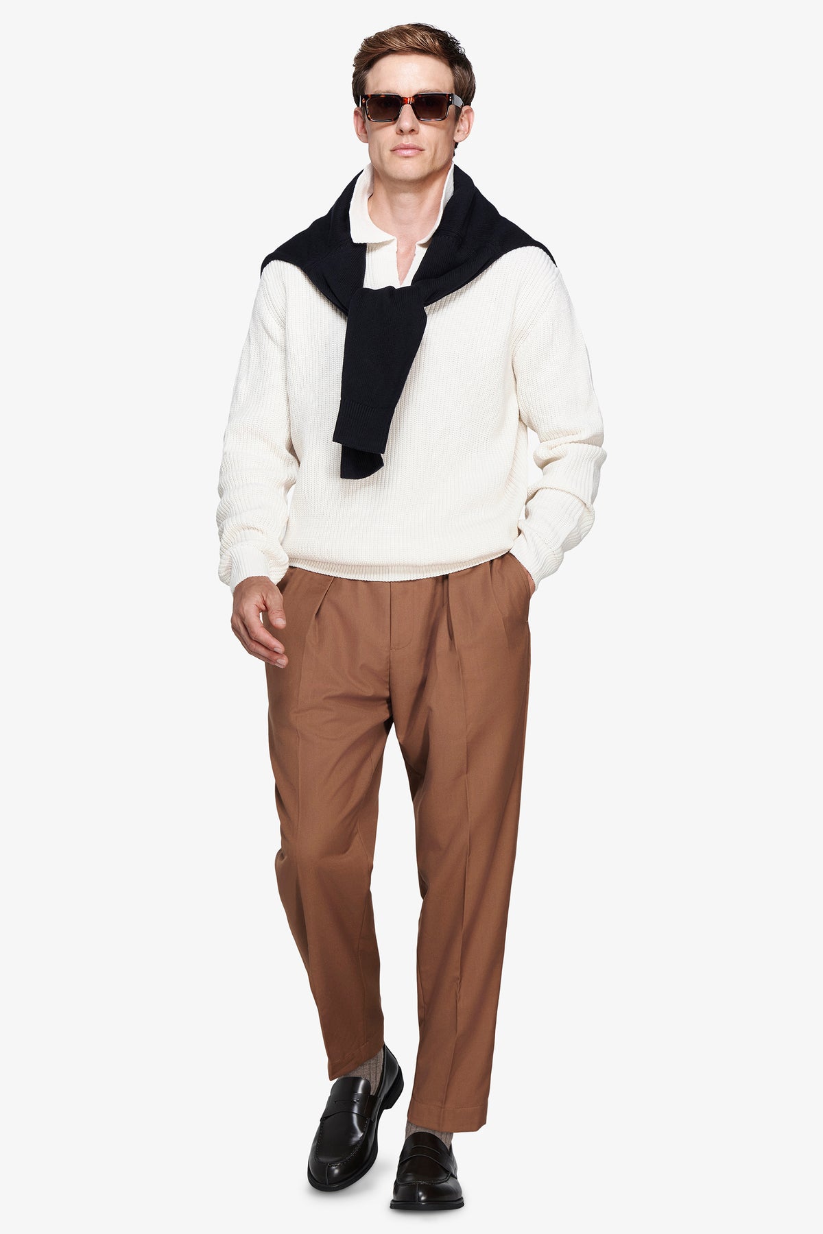 Polo in maglia panna "Volume"