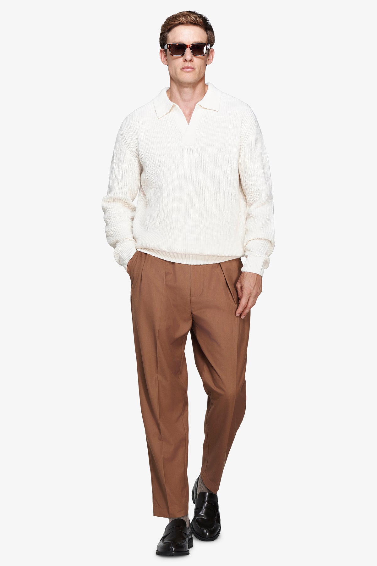 Polo in maglia panna "Volume"