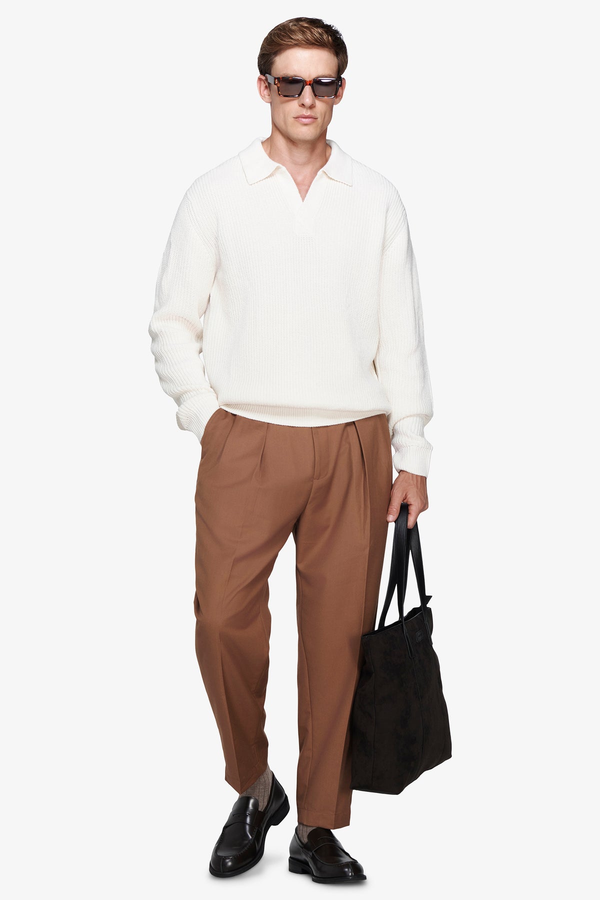 Polo in maglia panna "Volume"