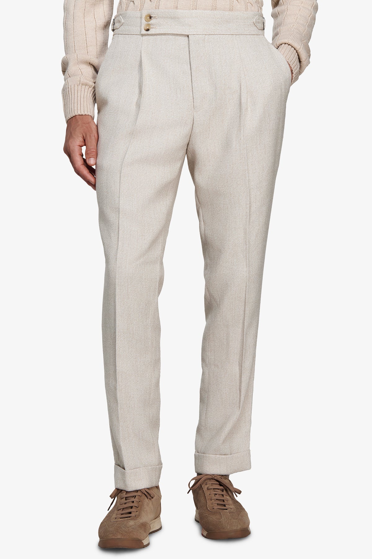 Pantaloni Herringbone "Contemporary" corda
