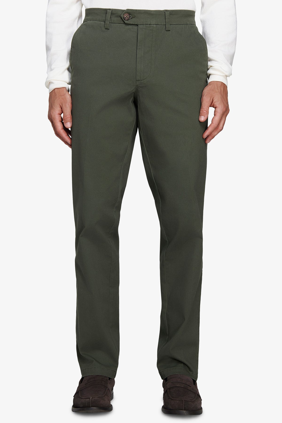 Pantaloni chino gabardina regular verdi