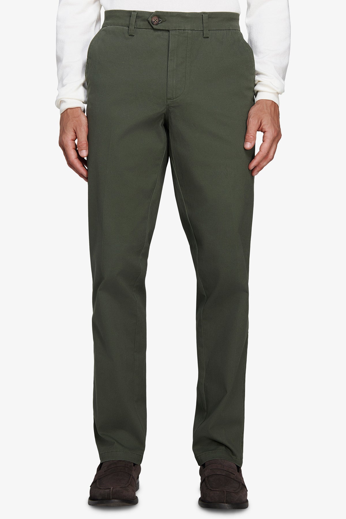 Pantaloni chino gabardina regular verdi