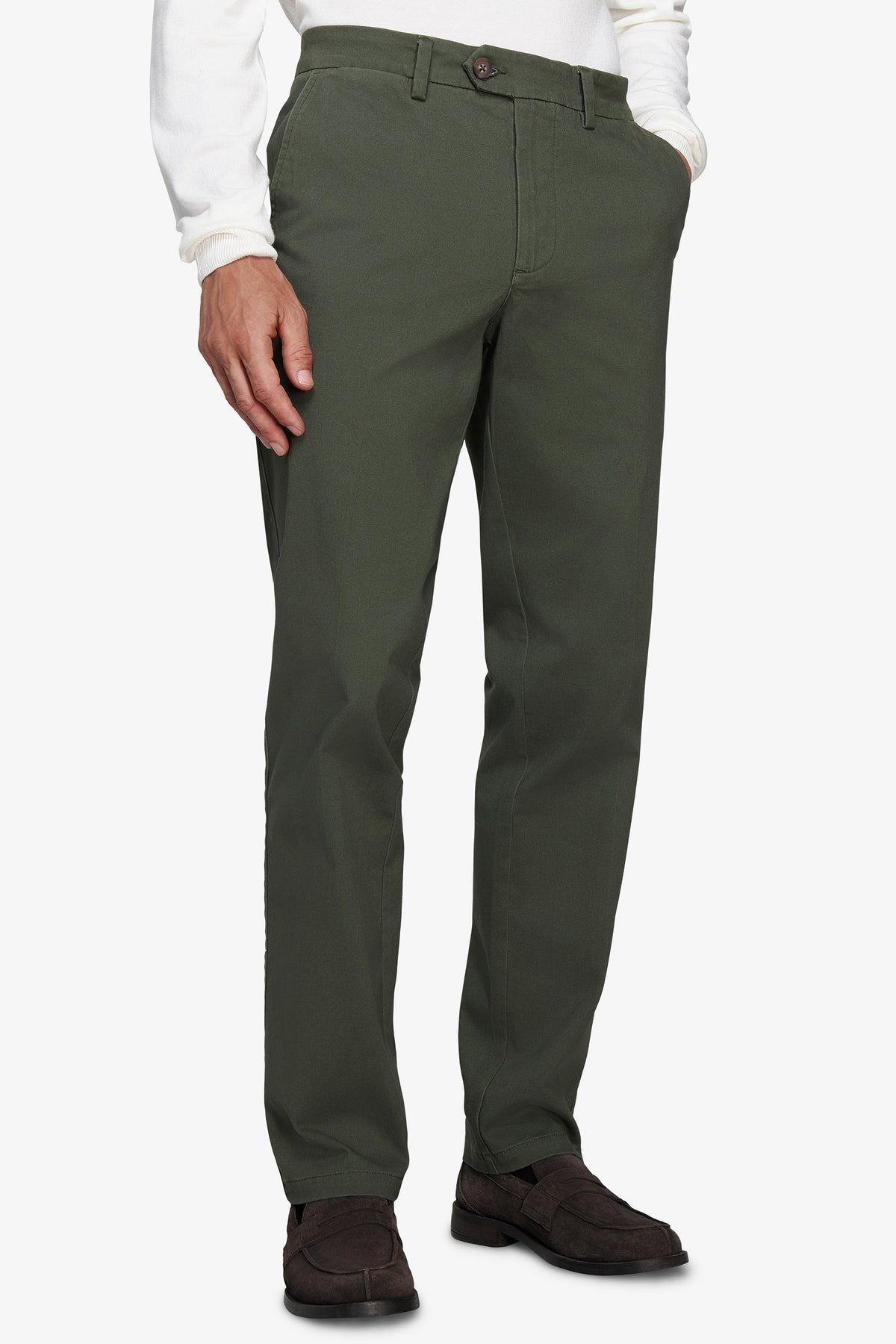 Pantaloni chino gabardina regular verdi