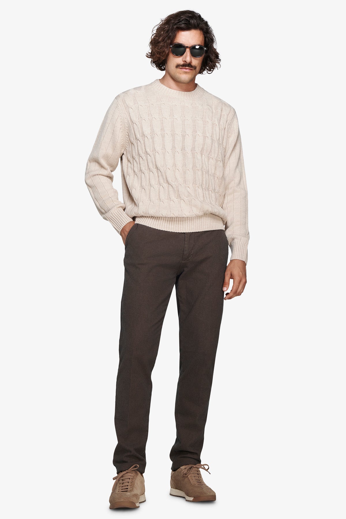 Maglia girocollo treccia corda