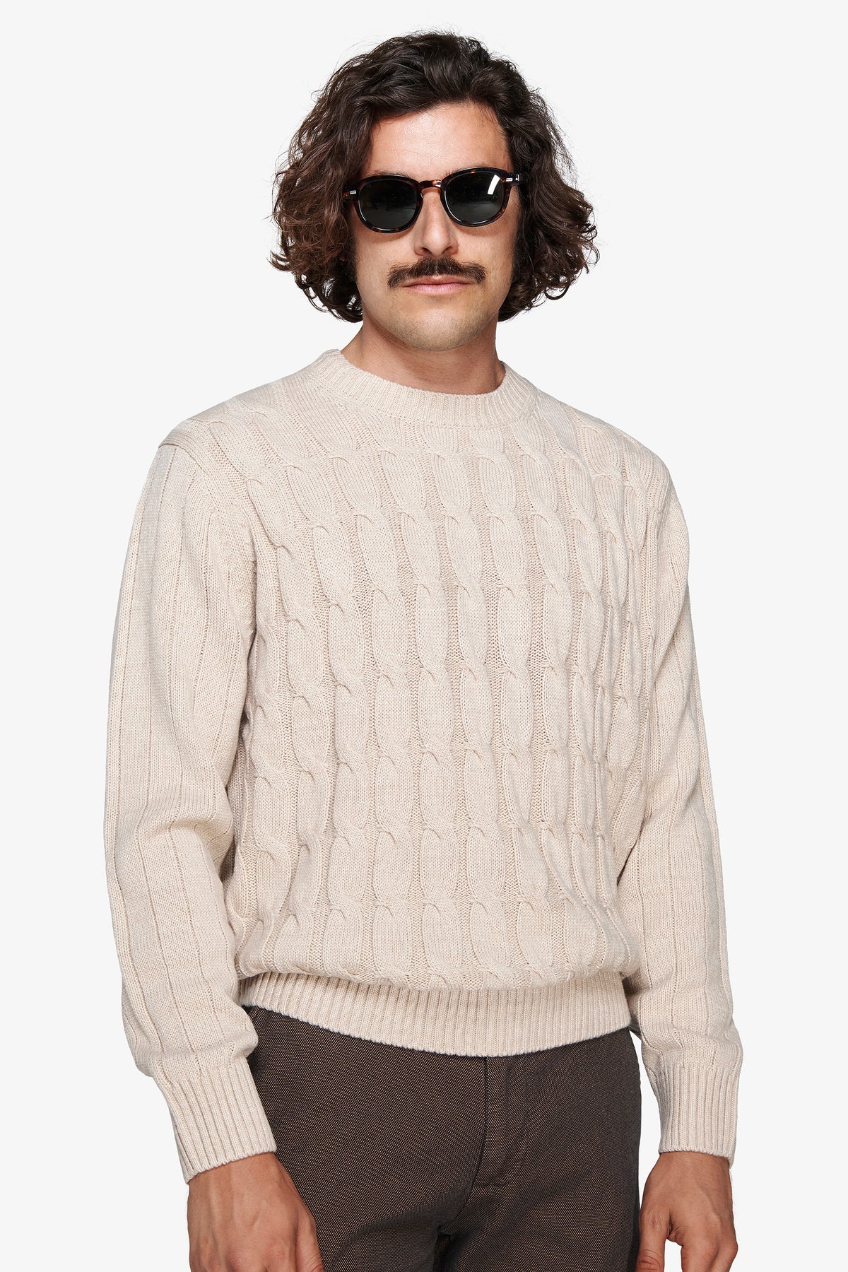 Maglia girocollo treccia corda