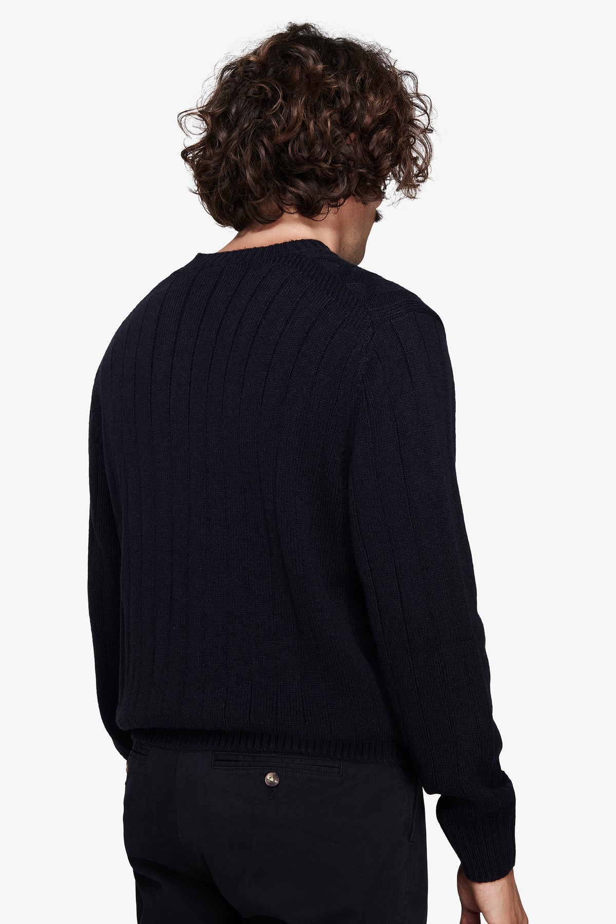 Maglia girocollo treccia blu