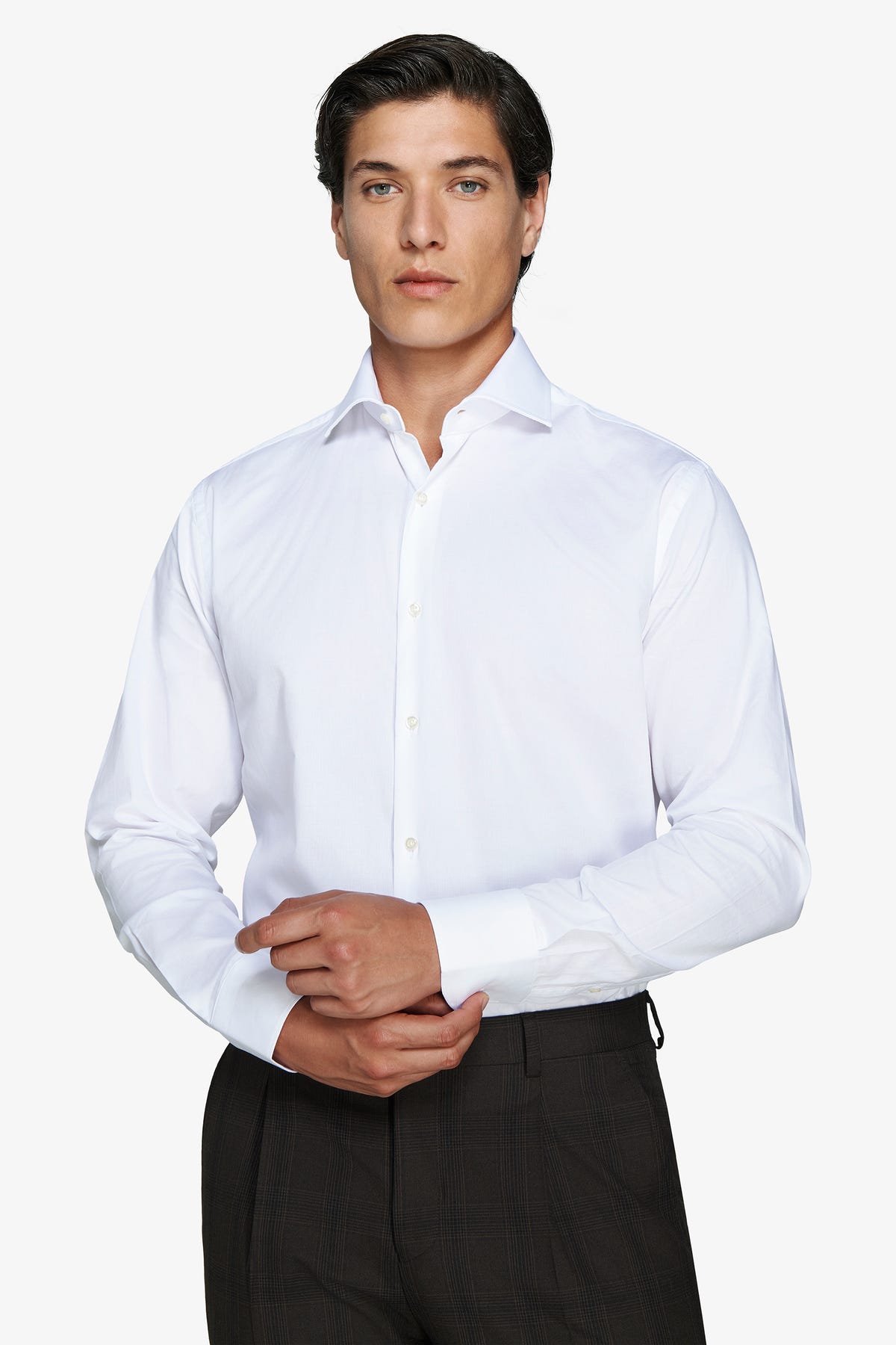 Regular fit white piquet shirt