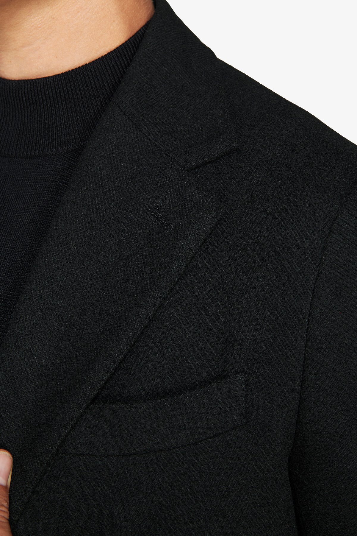 Giacca misto lana Herringbone nera