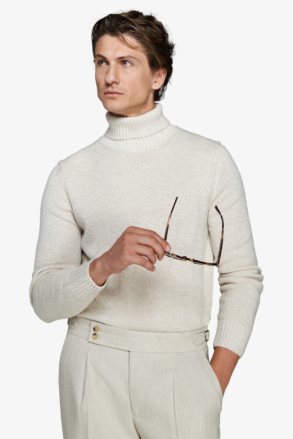 Beige mouliné turtleneck