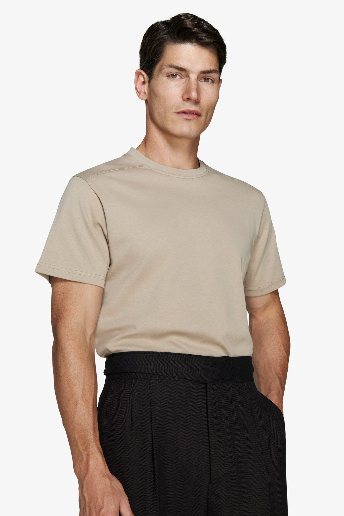 Beige interlock cotton t-shirt
