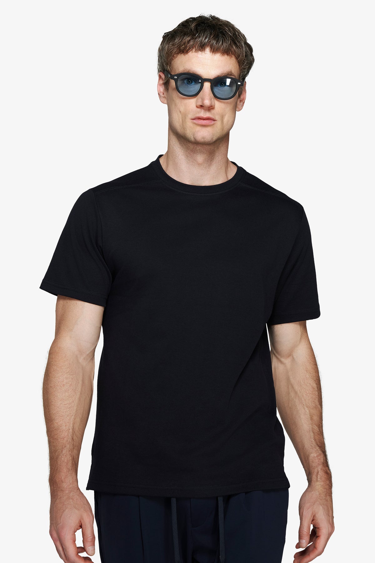 Blue interlock cotton t-shirt
