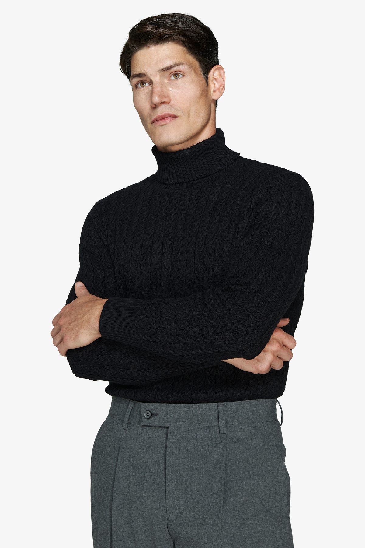 Black braided turtleneck
