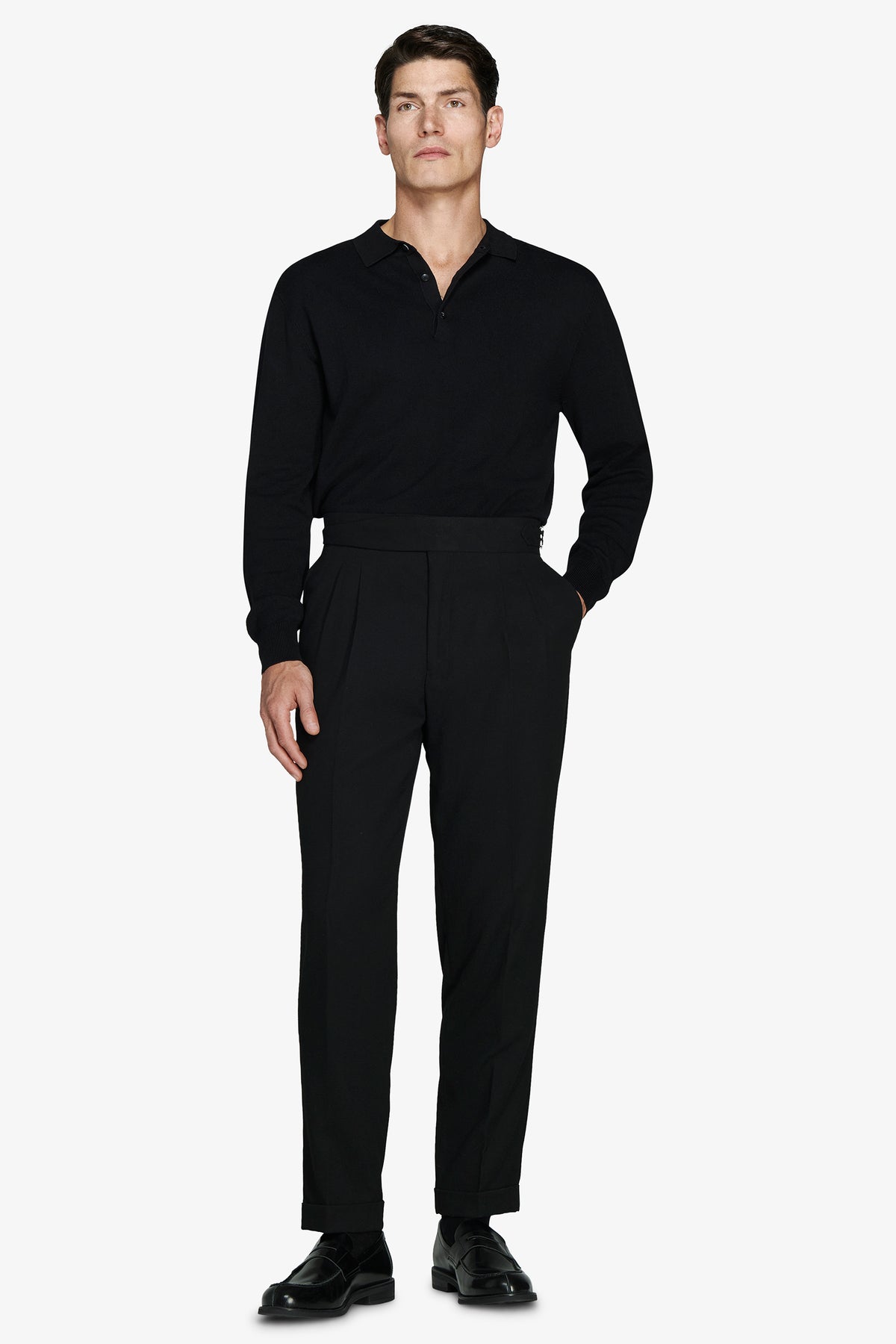 Polo in maglia con bottoni nero