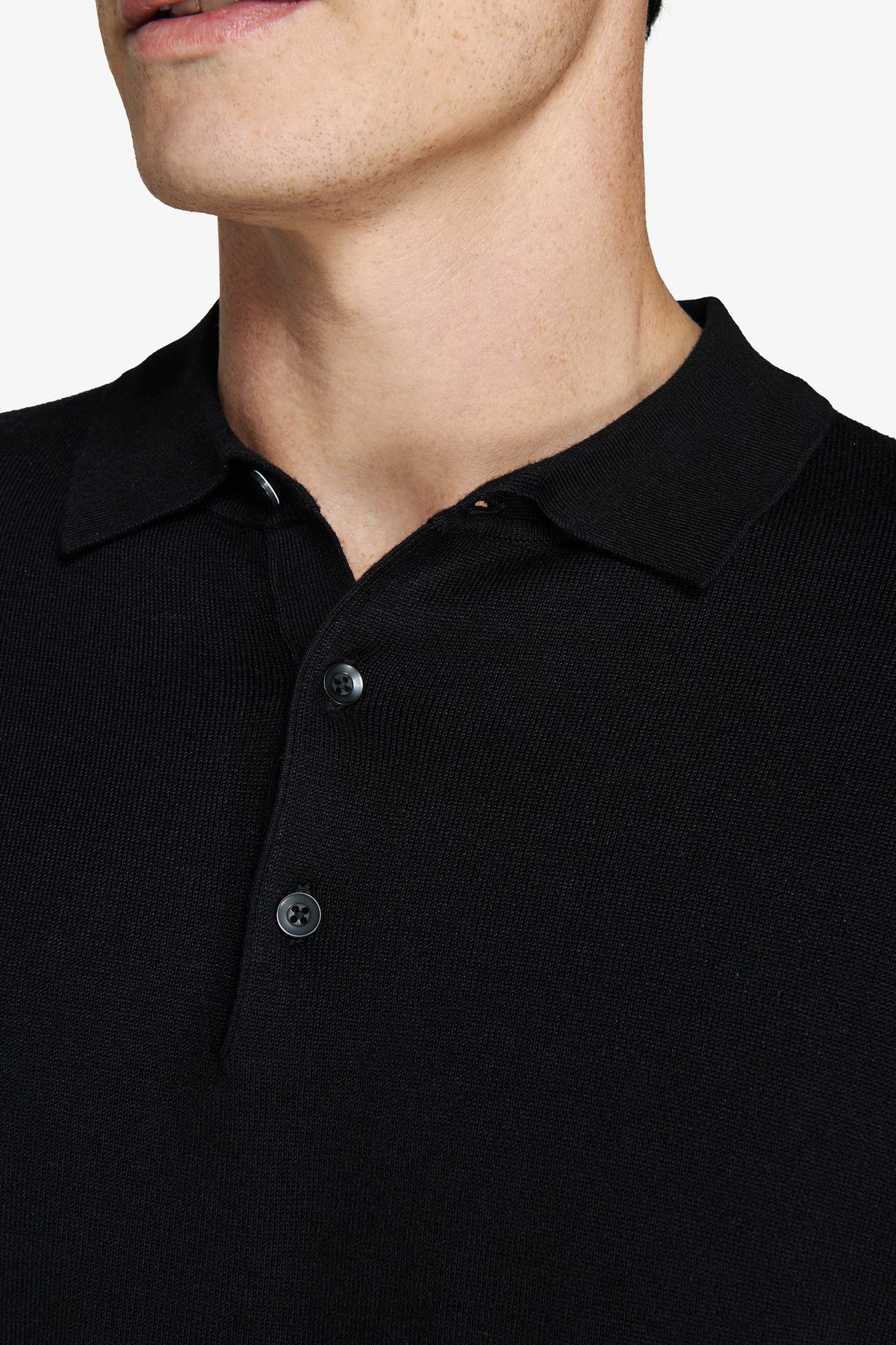 Polo in maglia con bottoni nero