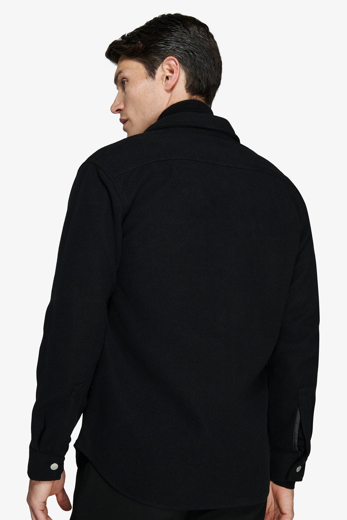 Overshirt misto lana nera
