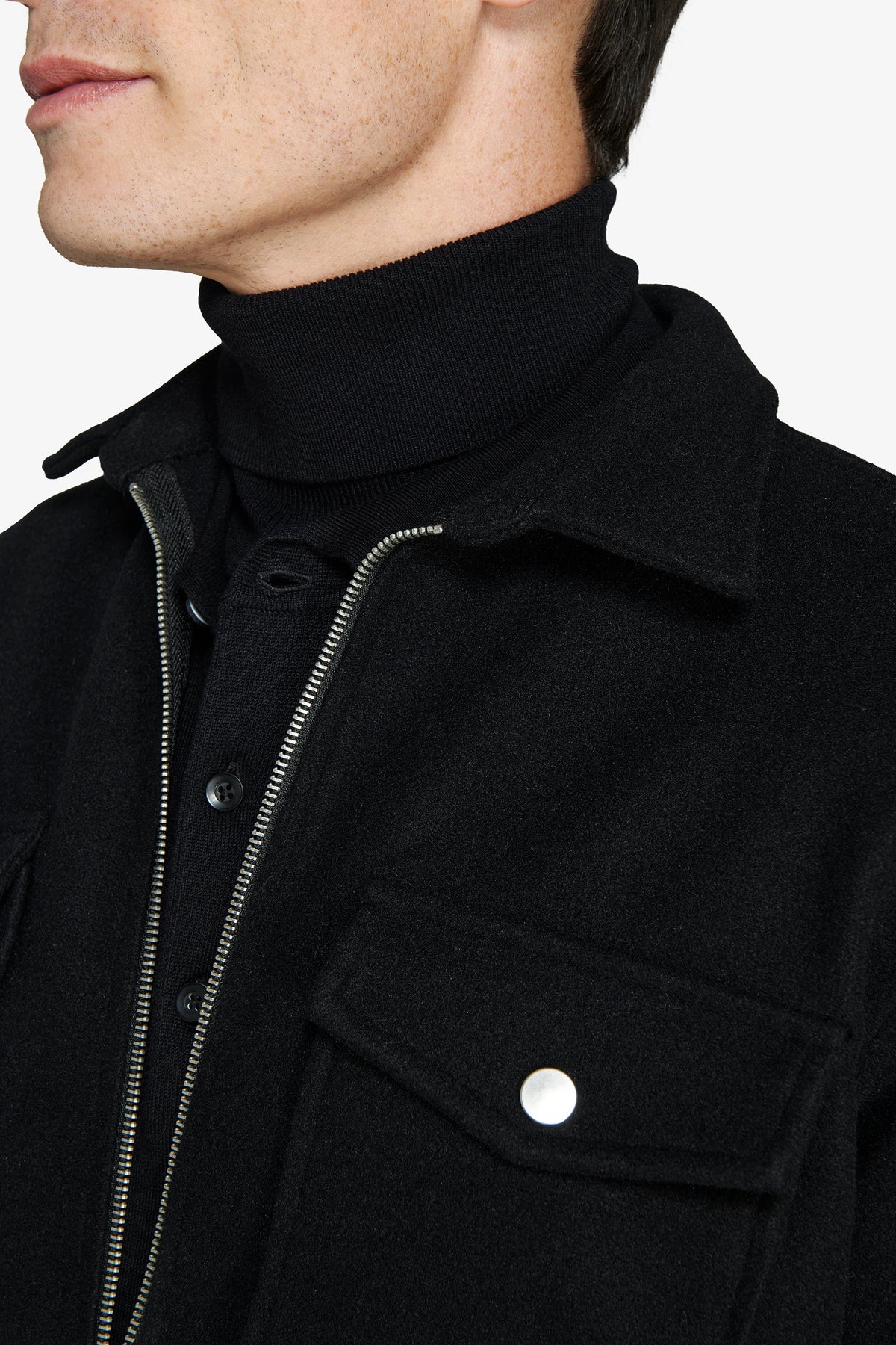 Overshirt misto lana nera