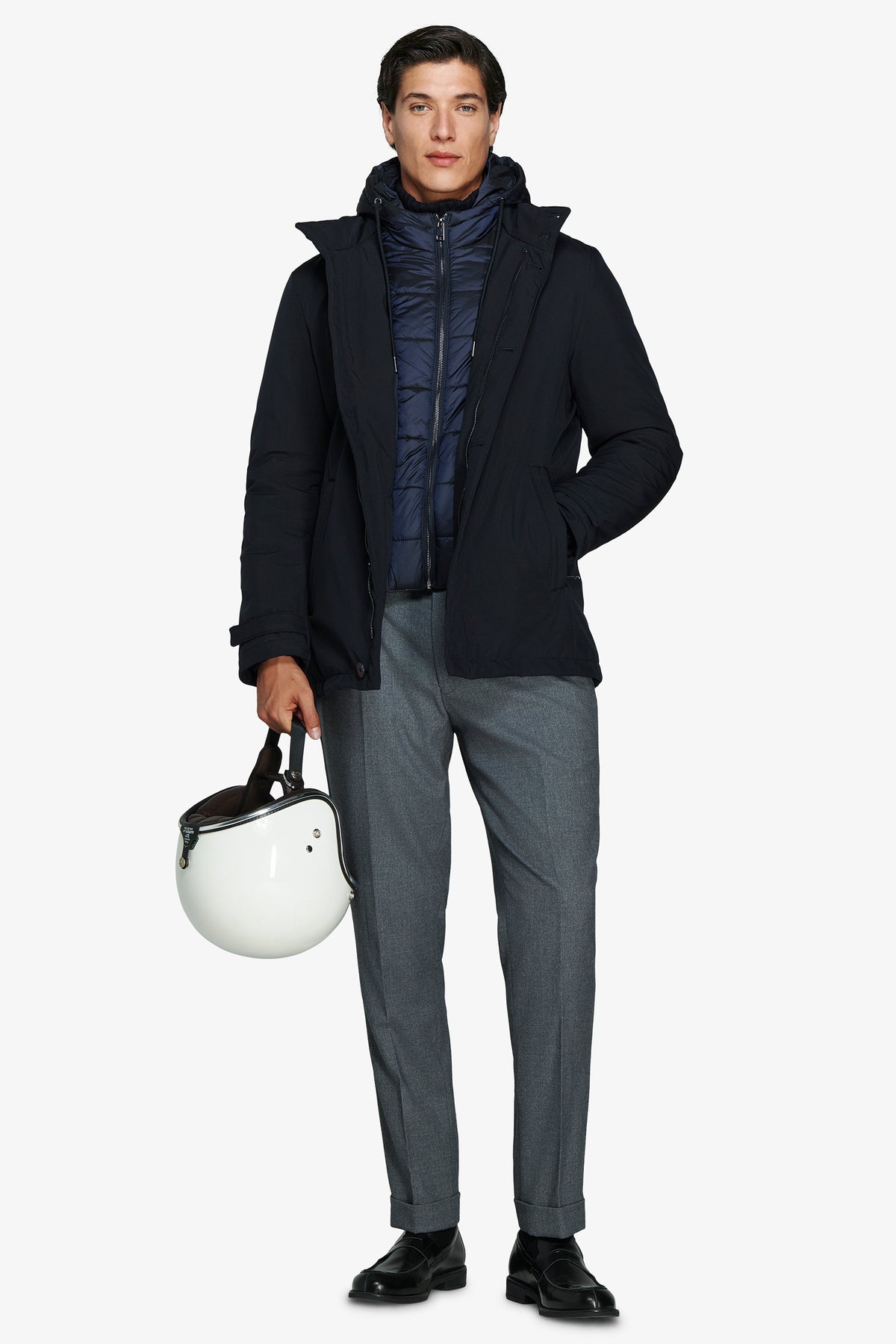 Parka con cappuccio blu