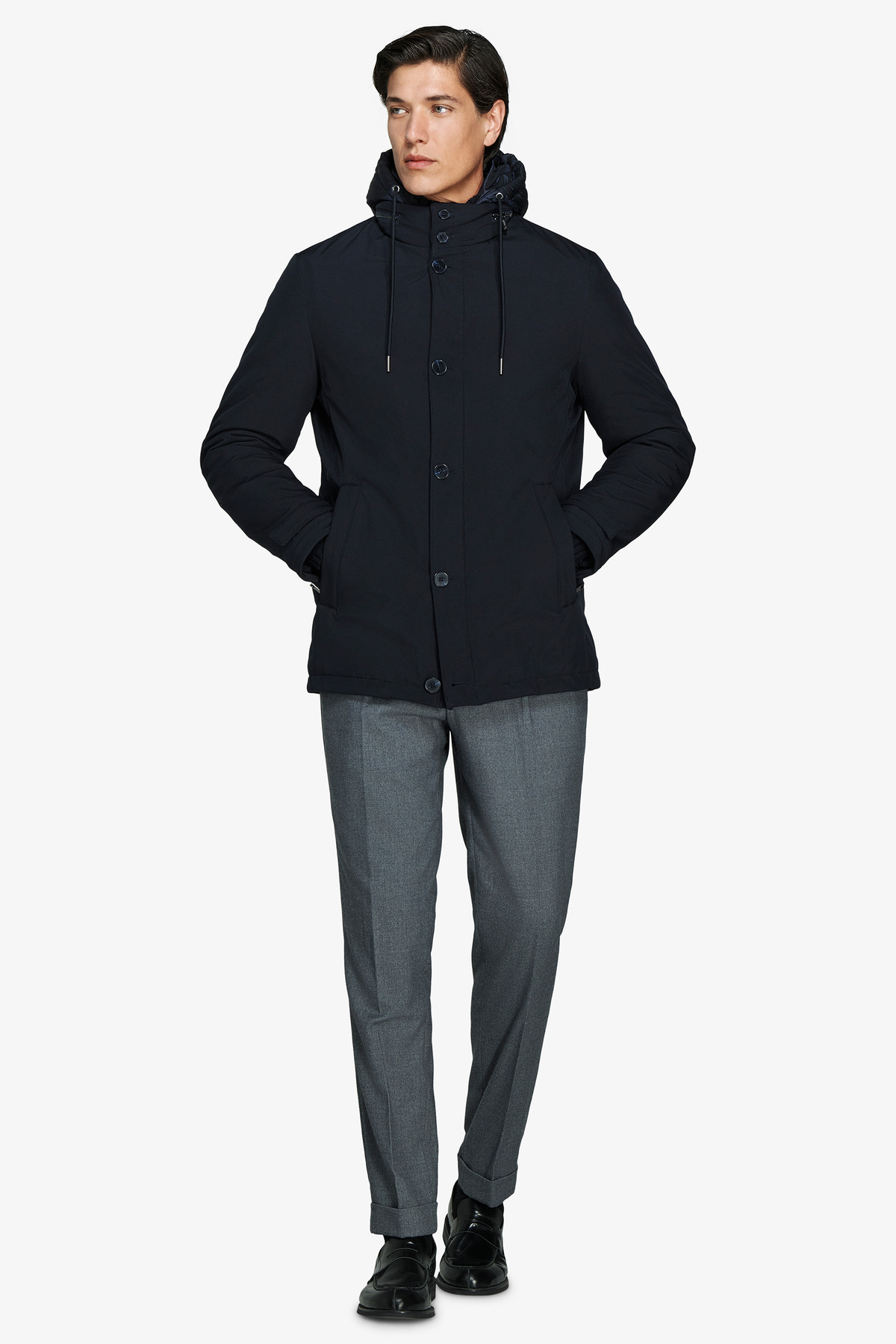 Parka con cappuccio blu
